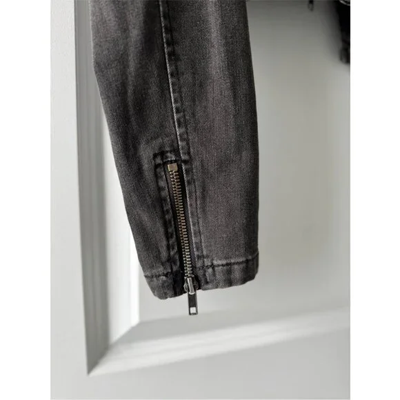 Free People James Dean Cropped Moto Denim Jacket - Washed Black - Size M - NWT - Picture 9 of 13